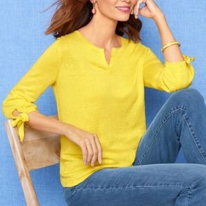 Talbots 100% linen yellow Hamptons sweater XS